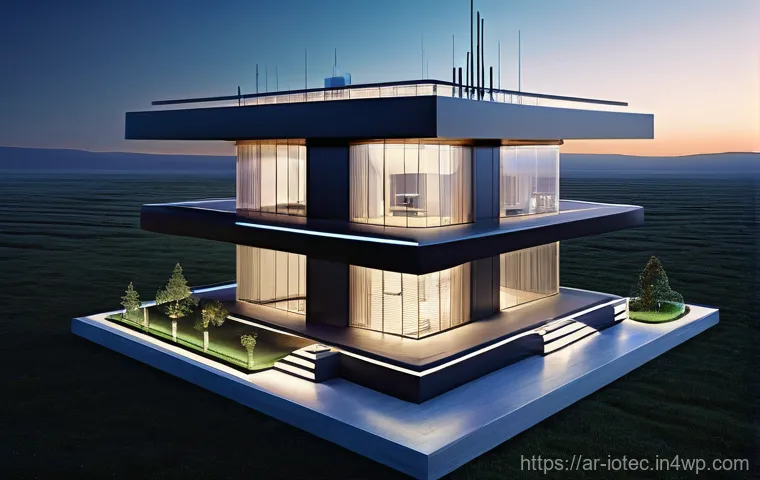 IoT 보안 프레임워크에서의 데이터 전송 보호 - **Prompt:** "A visually stunning, abstract representation of digital data flowing securely through a...